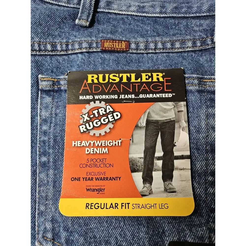 Rustler by Wrangler Advantage‎ jeans SZ 42X30 X-TRA RUGGED Heavyweight Denim New